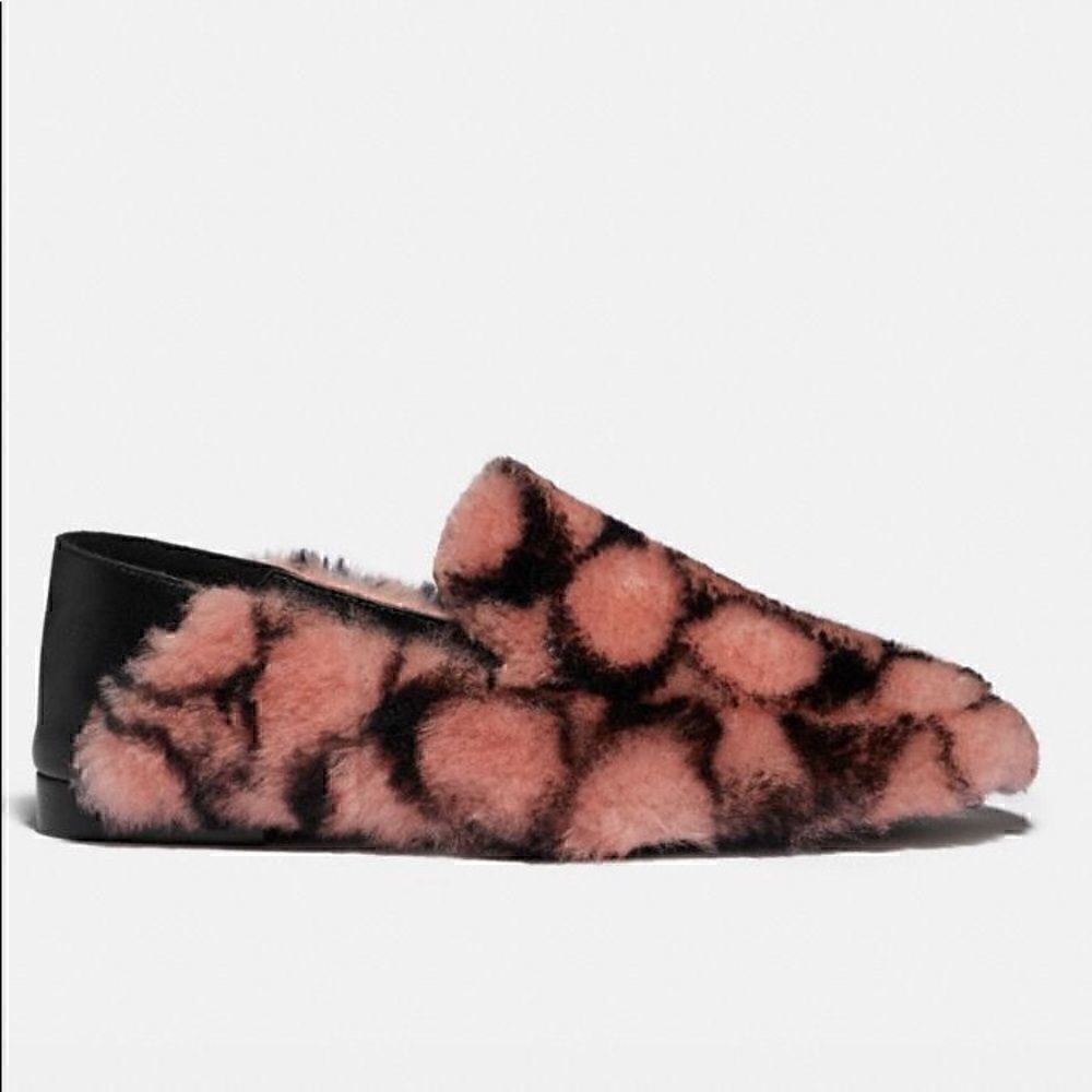 COACH HOLLY Smoking Slipper/Loafer Plush Shearling & Leather Women’s 9 NiB - Picture 2 of 16